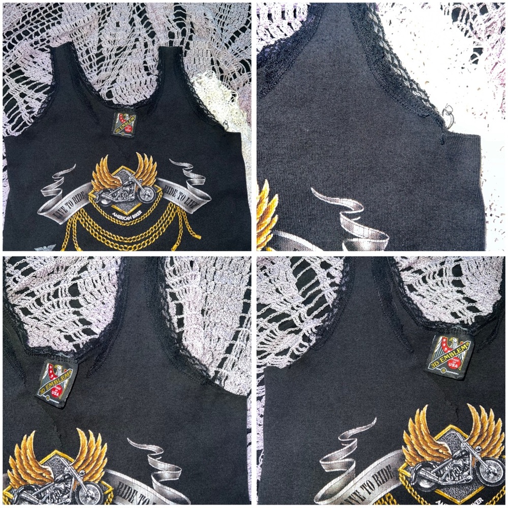 Live To Ride Distressed Cropped Tank Top - Picture 7 of 16